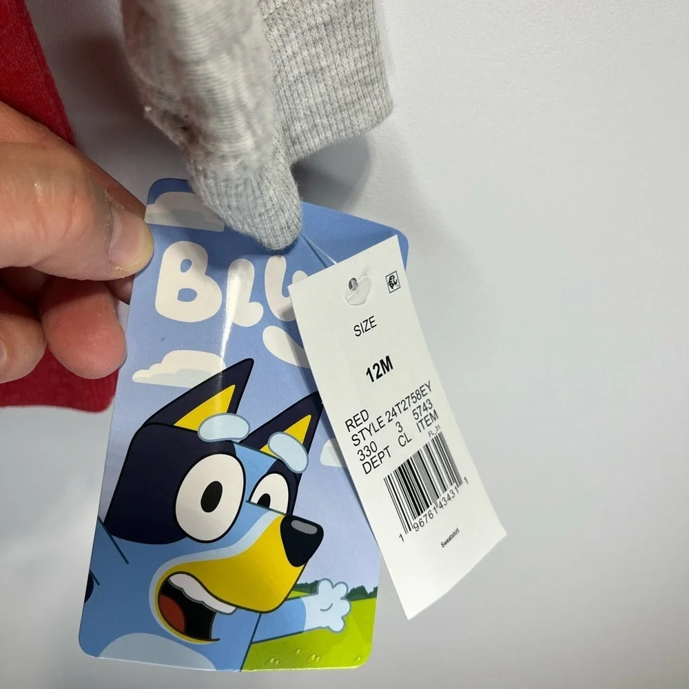 NEW Bluey Bingo and Chili Smoochy Kiss Red Kids 12 month Sweatshirt